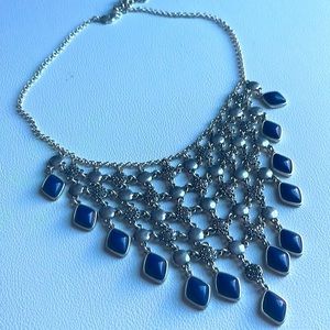 High quality costume jewelry Lapis chain with crystals throughout